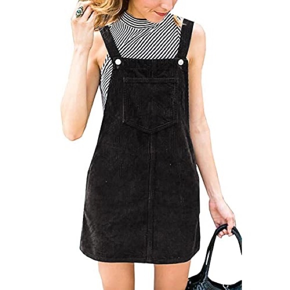 black corduroy overall dress